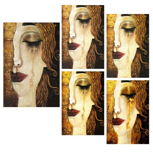 Classic Abstract Oil Painting Freya Tears Influenced by Gustav Klimt - Image 8