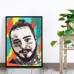 Abstract Art Painting of Hip Hop Artist Post Malone, Printed on Canvas