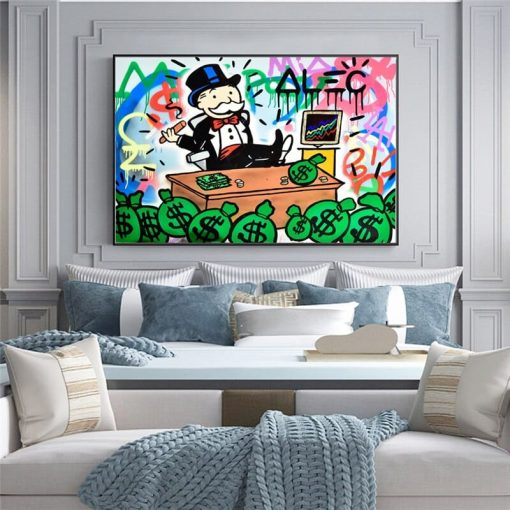 Alec Monopoly Rich Money Man Graffiti Art Painting Printed on Canvas