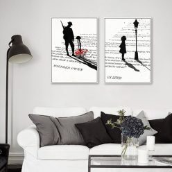 Black White Shadow On the Book Pages Painting Printed on Canvas