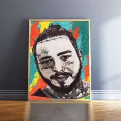 Abstract Art Painting of Hip Hop Artist Post Malone, Printed on Canvas