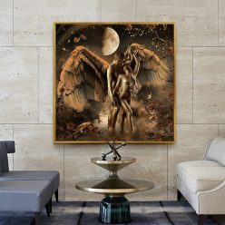 African Art Woman Man Black Gold Naked Oil Painting on Canvas Posters and Prints Scandinavian Living Room Wall Painting