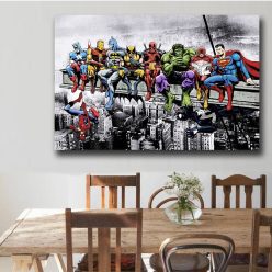 Superheroes In Lunch Atop a Skyscraper