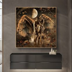 African Art Woman Man Black Gold Naked Oil Painting on Canvas Posters and Prints Scandinavian Living Room Wall Painting