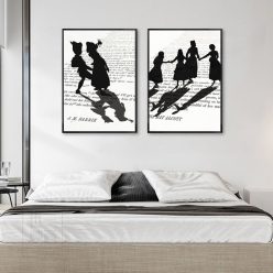 Black White Shadow On the Book Pages Painting Printed on Canvas