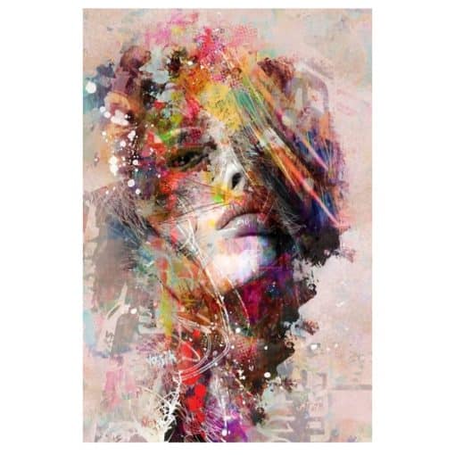 Colorful Woman Portrait Graffiti Art Paintings Printed on Canvas - Image 3