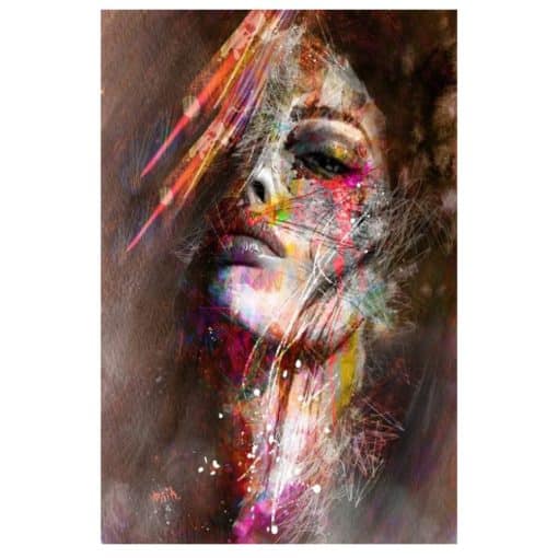 Colorful Woman Portrait Graffiti Art Paintings Printed on Canvas - Image 7