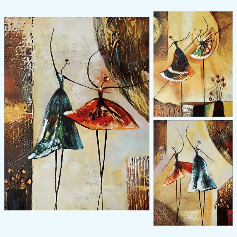 Abstract Painting of Ballet Dancers Printed on Canvas