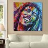 Modern Abstract Portrait Bob Marley Painting Printed on Canvas