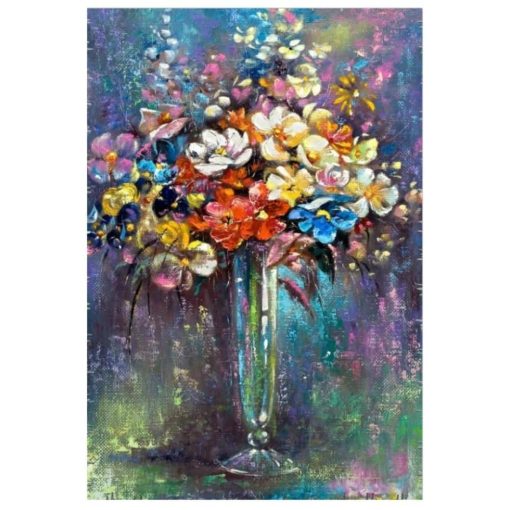 Beautiful Flowers Abstract Painting Printed on Canvas - Image 3