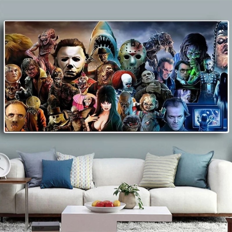 Scary Horror Movie Characters Poster Artwork Printed on Canvas