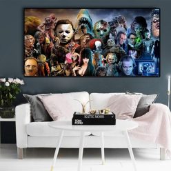 Scary Horror Movie Characters Poster Artwork Printed on Canvas