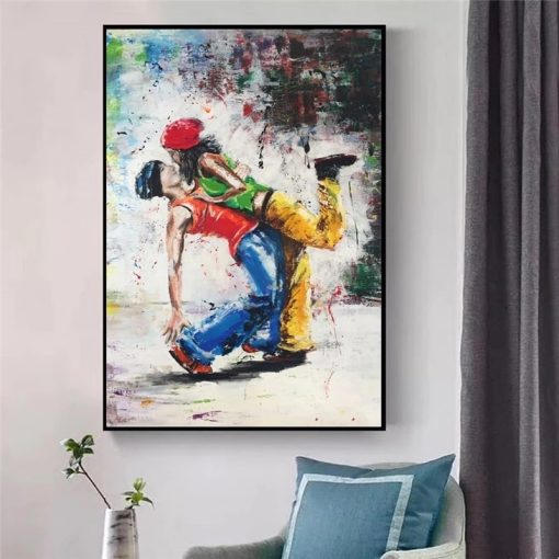 Hip Hop Lovers Abstract Canvas Painting Printed on Canvas