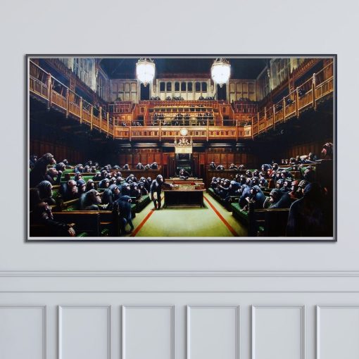 Abstract Oil Painting by Banksy Devolved Parliament Printed on Canvas