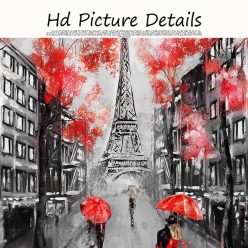 Romantic City Couple Paris Eiffel Tower Oil Painting on Canvas Art Cuadro Posters and Prints Nordic Wall Picture for Living Room