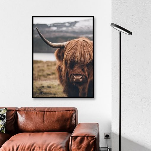 Highland Cow Wild Animals Canvas Painting Cattle Posters and Print Nordic Scandinavian Cuadros Wall Art Picture for Living Room