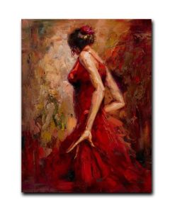 Wall Art Painting Dancing Girl in Red Dress