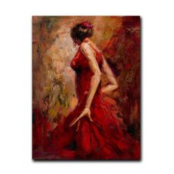 Wall Art Painting Dancing Girl in Red Dress