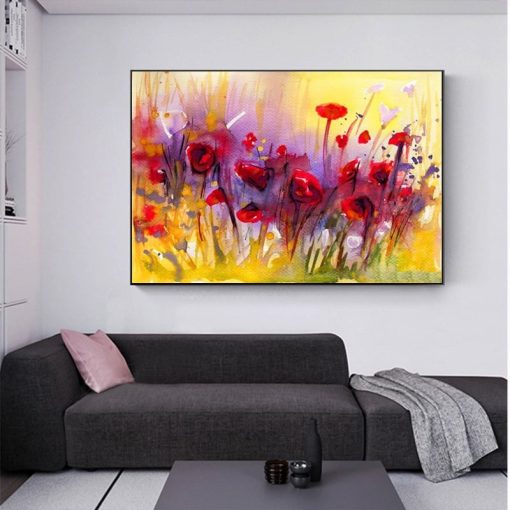 Abstract Flowers Canvas Painting Watercolor Poppy Flower Posters and Prints Wall Art Picture for Living Room Home Decor Cuadros