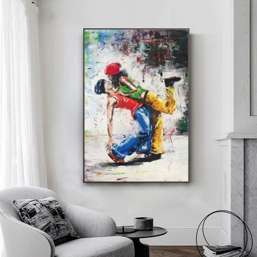 Hip Hop Lovers Abstract Canvas Painting Printed on Canvas