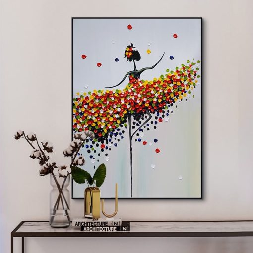 Abstract Ballet Girl Colorful Oil Painting on Canvas Dance Posters Prints Scandinavian Wall Art Picture for Living Room Cuadros