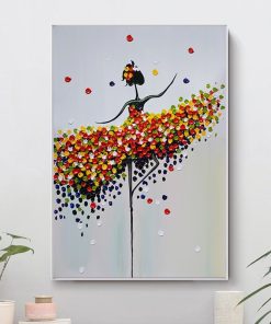 Abstract Ballet Girl Colorful Oil Painting Printed on Canvas