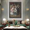 Vintage European Party Palace Portrait Canvas Painting Posters and Prints Cuadros Wall Art Picture for Living Room Home Decor