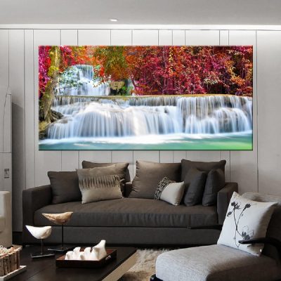 HD Prints Canvas Posters Home Decor Landscape Natural Waterfall Paintings Wall Art Scenery Picture Waterfall Modular Living Room