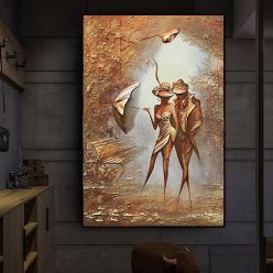 Romantic Couple in Love Interesting Painting Printed on Canvas