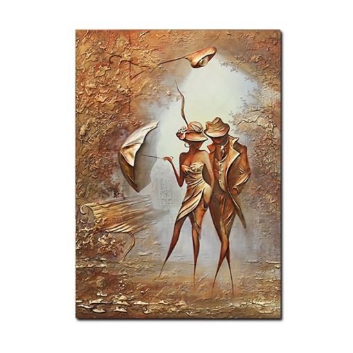 Romantic Couple in Love Interesting Painting Printed on Canvas