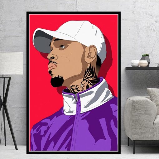 Hip Hop Rapper Music Star Chris Brown Quality Canvas Painting Poster Art Home Decor Bar Bedroom Living Sofa Wall Decor Picture