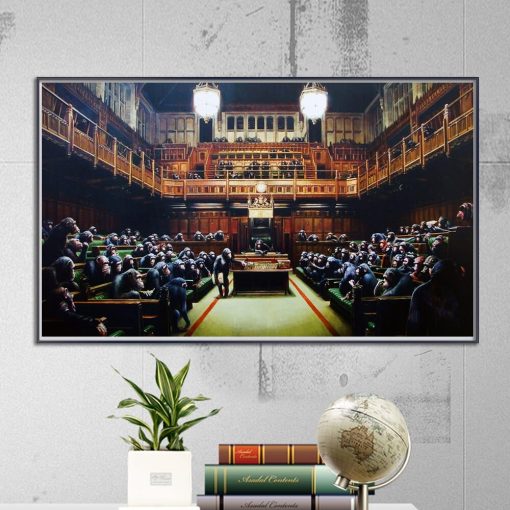 Banksy Monkey Parliament Canvas Paintings Modern Abstract Posters and Prints Wall Art Pictures for Living Room Home Decoration