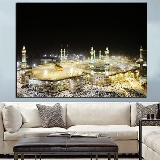 HD Print Pilgrimage to Mecca Wall Canvas Painting Religious Architecture Mecca Faith Europe Cuadros Mural Poster for Living Room