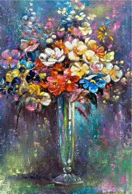 Classic Abstract Art Flowers Painting Printed on Canvas