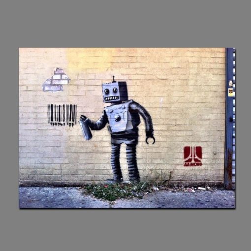 Robot and Barcode Abstract Street Art Graffiti from Banksy