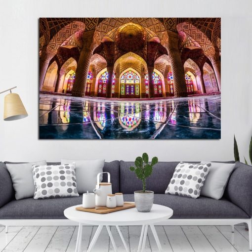 The Nasir al-Mulk Mosque Known as The Pink Mosque Printed on Canvas