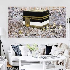 Modern Print Mecca Islamic Jan 2 People View Muslim Mosque Landscape Painting On Canvas Religious Art Cuadros Home Wall Decor