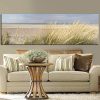 Peaceful Seascape with Grass around the Beach, Modern Art Printed on Canvas