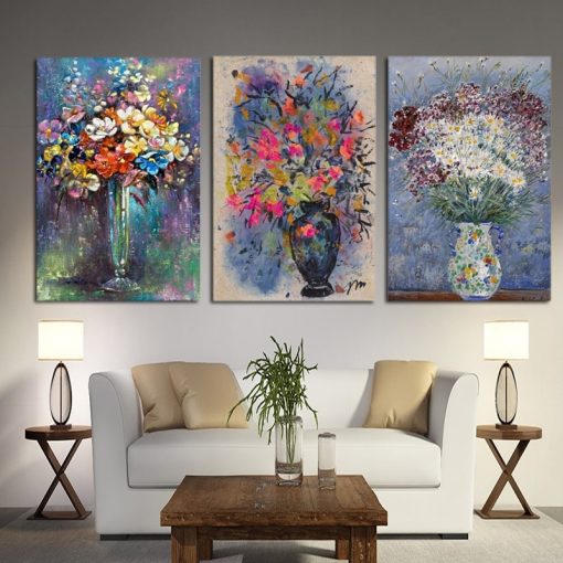 Classic Abstract Art Flowers Painting Printed on Canvas