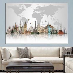 Famous City Buildings on World Map