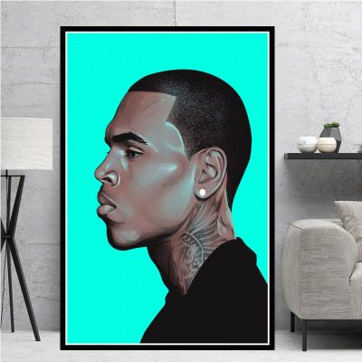 Hip Hop Rapper Music Star Chris Brown Quality Canvas Painting Poster Art Home Decor Bar Bedroom Living Sofa Wall Decor Picture