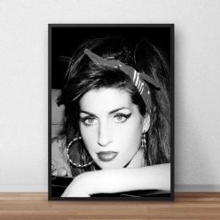 Poster of Amy Winehouse Famous British Singer and Songwriter Printed on Canvas