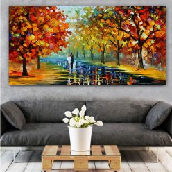 HD Print Landscape Painting Wall Art Print on Canvas Lover In The Rainy Light Road Canvas Painting Wall Pictures for Living Room