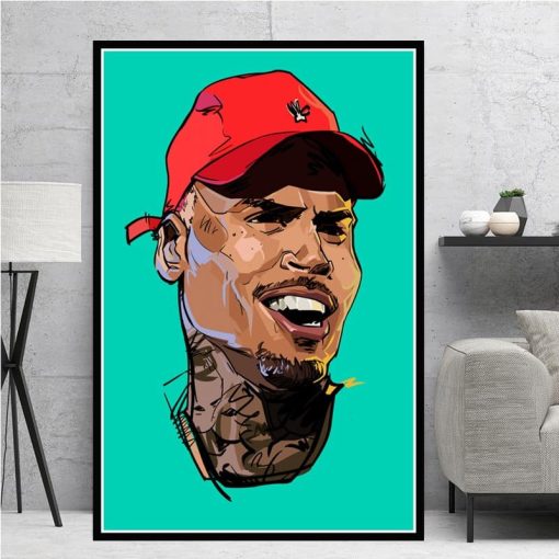 Hip Hop Rapper Music Star Chris Brown Quality Canvas Painting Poster Art Home Decor Bar Bedroom Living Sofa Wall Decor Picture