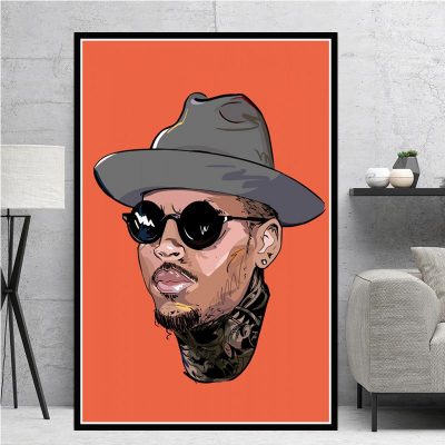 Hip Hop Rapper Music Star Chris Brown Quality Canvas Painting Poster Art Home Decor Bar Bedroom Living Sofa Wall Decor Picture