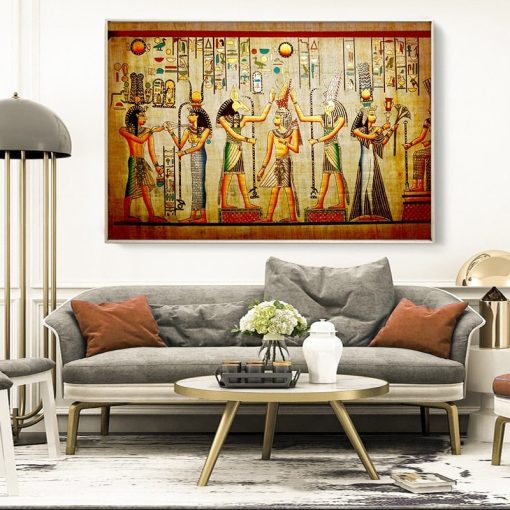 Ancient Egyptian Mural Abstract Painting Printed on Canvas