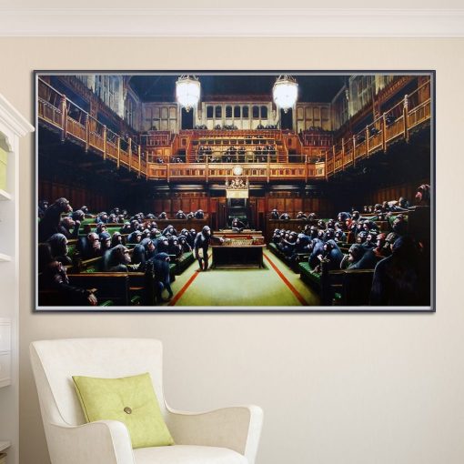 Banksy Monkey Parliament Canvas Paintings Modern Abstract Posters and Prints Wall Art Pictures for Living Room Home Decoration