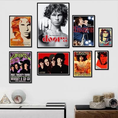 The Doors Jim Morrison Poster Rock Band Music Guitar Canvas Wall Art For Living Room Home Decoration