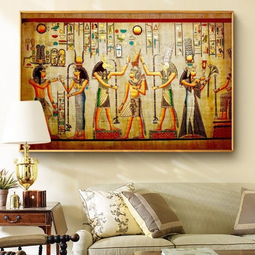 Ancient Egyptian Mural Abstract Painting Printed on Canvas