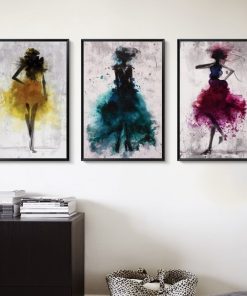 Elegant Dancing Skirt Girl Abstract Paintings Printed on Canvas